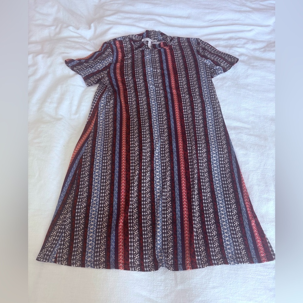 BCBGeneration Midi Dress Striped Geo Sand Mock Neck Small